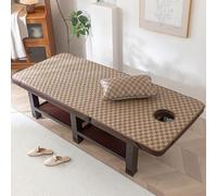 LDLCYCN Cubrecolchón Refrescante Para Cama De Masaje Con Banda Elástica Funda De Cama Para Masaje SPA Con Agujero Almohadilla De Cama De Pestañas Finas Ratán Cabeza Cuadrada,C,80 * 190cmwithout hole)