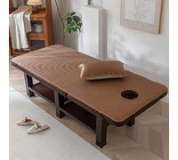 LDLCYCN Cubrecolchón Refrescante Para Cama De Masaje Con Banda Elástica Funda De Cama Para Masaje SPA Con Agujero Almohadilla De Cama De Pestañas Finas Ratán Cabeza Cuadrada,B,80 * 190cm(with hole)