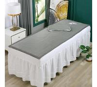 LDLCYCN Enfriamiento Cubrecolchón De Mesa De Masaje Acolchado Para Cama Spa Con Orificio Para Cara Funda De Cama Belleza Cabeza Trapezoidal Redonda Cuadrada Con Funda Almohada,Gris,70 * 190(s)