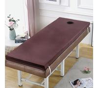 LDLCYCN Espesor Mesa Masaje Protector Colchón Con Cara Agujero Esponja Spa Cama Colchón Topper Cojín Cama Antideslizante Con Banda Elástica Cabezal Cuadrado Redondo,Brown(5cm),190 * 60cm(S)