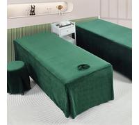 LDLCYCN Falda De Cama De Masaje Sólida Funda De Cama De Masaje con Agujero Funda De Cama De SPA De Terciopelo De Cristal con Falda Sábana para Camilla De Masaje con Faldón,B/Green,80 * 190cm(S)