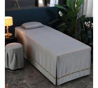 LDLCYCN Falda De Mesa De Masaje De Color Liso Sábana Bajera para Mesa De Masaje Funda De Cama Beauty con Banda Elástica Faldón De Cama Masaje con Agujero Cubierta Cama SPA,Gris,80x190cm(S)