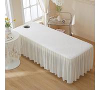 LDLCYCN Faldón Para Camilla De Masaje Funda De Colchón Para Mesa De Masaje Refrescante Con Agujero Falda Francesa Beauty Therapy Bed Cover Falda De Cama De Belleza,blanca,60x180cm/T