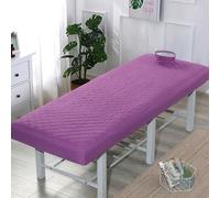 LDLCYCN Funda De Cama De Masaje Con Agujero Sábana De Masaje Acolchada Funda De Sofá Beauty Massage SPA Con Banda Elástica Cubierta De Colchón De Cama De Pestañas Cepillada,Púrpura,180 * 60CM(R)
