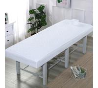 LDLCYCN Funda De Cama De Masaje Con Agujero Sábana De Masaje Acolchada Funda De Sofá Beauty Massage SPA Con Banda Elástica Cubierta De Colchón De Cama De Pestañas Cepillada,blanca,185 * 70CM(S)