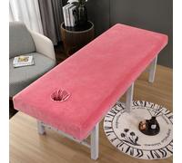 LDLCYCN Funda De Cama De Masaje De Terciopelo Con Agujero Hoja De Mesa De Masaje Sábana Bajera Para Salón De Belleza Cubierta De SPA De Belleza Envoltura De 360°,Rosado,(H)75 * 190cm