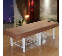 LDLCYCN Funda De Cama De Masaje Suave Con Orificio Para La Cara Sábana Cubre Camilla De Masaje Con Banda Elástica Envoltura Integral Sábana Ajustable Para Cama Spa,B/coffee,80x190cm