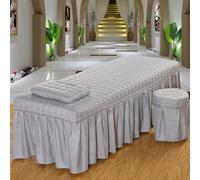 LDLCYCN Funda De Cama De Spa Sólida Con Orificio Faldón De Cama Para Mesa De Masaje De Salón Colcha De Cama De Algodón Cama De Belleza Acolchada Para Spa Cobertura Completa,Gris,185cm*70cm(S)