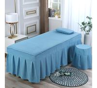 LDLCYCN Funda De Repuesto Para Camilla De Masaje Suave Falda De Sábana Para Mesa Masaje Con Banda Elástica Falda De Cubierta De Cama Spa Con Agujero Cabeza Cuadrada Redonda,Azul,190X75cm(S)