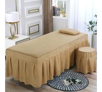 LDLCYCN Funda De Repuesto Para Camilla De Masaje Suave Falda De Sábana Para Mesa Masaje Con Banda Elástica Falda De Cubierta De Cama Spa Con Agujero Cabeza Cuadrada Redonda,Caqui,190X70cm(S)