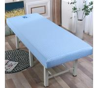 LDLCYCN Funda Fina Para Cama Masaje Con Orificio Para La Cara Funda Protectora Para Mesa Cool Spa Sábana Masaje De Belleza Banda Elástica Cabeza Cuadrada Envolvente Integral,Azul,185x70CM