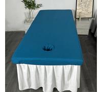 LDLCYCN Funda Impermeable Para Cama De Masaje Spa Con Orificio Sábana De Masaje A Prueba De Aceite Cubierta De Mesa De Masaje De Spa Envoltura De 360° Cabeza Cuadrada,Azul,70 * 185(H)