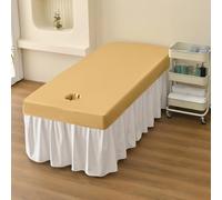 LDLCYCN Funda Impermeable Para Cama De Masaje Spa Con Orificio Sábana De Masaje A Prueba De Aceite Cubierta De Mesa De Masaje De Spa Envoltura De 360° Cabeza Cuadrada,Amarillo,75 * 190(H)
