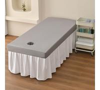 LDLCYCN Funda Impermeable Para Cama De Masaje Spa Con Orificio Sábana De Masaje A Prueba De Aceite Cubierta De Mesa De Masaje De Spa Envoltura De 360° Cabeza Cuadrada,Gris,80 * 190(N)