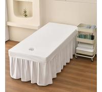 LDLCYCN Funda Impermeable Para Cama De Masaje Spa Con Orificio Sábana De Masaje A Prueba De Aceite Cubierta De Mesa De Masaje De Spa Envoltura De 360° Cabeza Cuadrada,blanca,75 * 190(H)