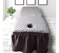 LDLCYCN Funda Para Cama De Masaje Falda De Mesa De Masaje De Tela Cepillada Protector De Colchón Para Camilla Masaje Suave Con Orificio Para La Cara Funda Cama Spa Con Falda,Gris,70 * 185cm