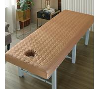 LDLCYCN Funda Para Cama De Masaje Funda Protectora Para Camilla De Masaje Con Orificio Para La Cara Sábana Ajustable Para Cama Quilting Beauty De Algodón Satén,Caqui,70 * 185cm(s)