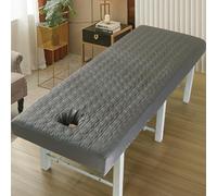 LDLCYCN Funda Para Cama De Masaje Funda Protectora Para Camilla De Masaje Con Orificio Para La Cara Sábana Ajustable Para Cama Quilting Beauty De Algodón Satén,Gris,70 * 185cm(r)