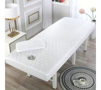 LDLCYCN Funda Sábana Masaje Con Orificio Para Respirar Funda De SPA Para Masaje Belleza Envoltura Integral Algodón Lavado A Prueba Polvo Protector Colchón Para Mesa Masaje,A/white,80 * 190CM(S)