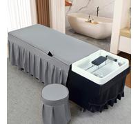 LDLCYCN Greyb,150 * 66cm, Falda Corta De Mesa De Masaje Tapa De Cama De Champú Falda De Cama De Pestañas para Toda La Temporada Cubierta De Cama SPA Accesorios De Mesa De Masaje