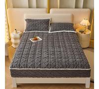 LDLCYCN Gris,90 * 200cmTWIN, Protector De Colchón Caliente Queen King Tamaño Doble Terciopelo Toda Temporada Cubierta De Colchón con Banda Elástica Cubierta De Cama con Bolsillo Profundo De 12"