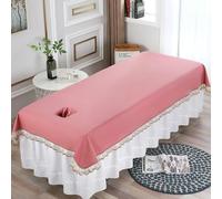 LDLCYCN Hoja De Mesa De Masaje Impermeable Con Agujero Ropa De Cama De Spa De Masaje A Prueba De Aceite Funda Protectora Fina Para Mesa De Salón De Belleza Cordón Lavable,Dark pink,220 * 120(H)