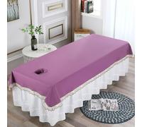 LDLCYCN Hoja De Mesa De Masaje Impermeable Con Agujero Ropa De Cama De Spa De Masaje A Prueba De Aceite Funda Protectora Fina Para Mesa De Salón De Belleza Cordón Lavable,Púrpura,220 * 120(H)