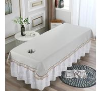 LDLCYCN Hoja De Mesa De Masaje Impermeable Con Agujero Ropa De Cama De Spa De Masaje A Prueba De Aceite Funda Protectora Fina Para Mesa De Salón De Belleza Cordón Lavable,Gris,200 * 80(N)