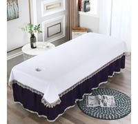 LDLCYCN Hoja De Mesa De Masaje Impermeable Con Agujero Ropa De Cama De Spa De Masaje A Prueba De Aceite Funda Protectora Fina Para Mesa De Salón De Belleza Cordón Lavable,blanca,220 * 120(N)