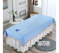 LDLCYCN Hoja De Mesa De Masaje Impermeable Con Agujero Ropa De Cama De Spa De Masaje A Prueba De Aceite Funda Protectora Fina Para Mesa De Salón De Belleza Cordón Lavable,Azul,200 * 80(N)