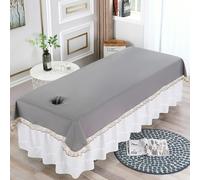 LDLCYCN Hoja De Mesa De Masaje Impermeable Con Agujero Ropa De Cama De Spa De Masaje A Prueba De Aceite Funda Protectora Fina Para Mesa De Salón De Belleza Cordón Lavable,Dark gray,200 * 80(N)