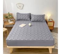 LDLCYCN Protector de colchón impermeable de 110 x 200 cm, color gris oscuro, tamaño King/Queen/Twin, bolsillo profundo de 12 pulgadas, funda de colchón acolchada, funda de colchón, cómoda sábana