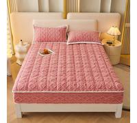 LDLCYCN Rosado,120 * 200cmFULL, Protector De Colchón Caliente Queen King Tamaño Doble Terciopelo Toda Temporada Cubierta De Colchón con Banda Elástica Cubierta De Cama con Bolsillo Profundo De 12"