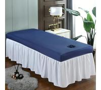 LDLCYCN Sábanas Impermeables Para Mesa De Masaje Para Spa Sábana Para Camilla De Masaje Con Orificio Para La Cara Mantel De Salón Con Cordón Elástico Cabeza Cuadrada,Azul,70 * 185cm(R)