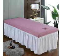 LDLCYCN Sábanas Impermeables Para Mesa De Masaje Para Spa Sábana Para Camilla De Masaje Con Orificio Para La Cara Mantel De Salón Con Cordón Elástico Cabeza Cuadrada,Rosado,70 * 185cm(R)