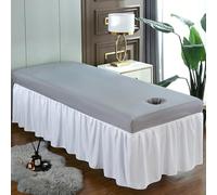 LDLCYCN Sábanas Impermeables Para Mesa De Masaje Para Spa Sábana Para Camilla De Masaje Con Orificio Para La Cara Mantel De Salón Con Cordón Elástico Cabeza Cuadrada,Gris,60 * 180cm(T)