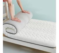 LDLCYCN White/6cm,180 * 200cmKING, Soporte De Colchón De Espuma De Memoria Engrosar 6Cm / 9Cm Colchón Tradicional Japonés Esterilla para Dormir Cómodo Suave Almohadilla De Colchón De Camping