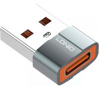 LDNIO Adaptador LC150 USB-C Hembra a USB Macho, tamaño Mini, Adecuado para múltiples Dispositivos, Material de Aluminio, Color Gris