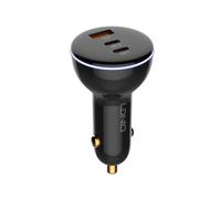 LDNIO C102 160W Cargador de coche dual USB Super rápido, con cable Tipo-C a Tipo-C - Negro