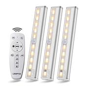 LDOPTO leds con pilas mando a distancia, luces led armario cocina, Luces Nocturnas Portátiles, con Ajuste de Brillo/Cinta Magnética/Apagado Automático, 3 Paquetes, cocina, armarioy etc. Luz Cálida