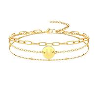 LDOWWGL Pulseras con inicial de oro para mujer, chapado en oro de 18 quilates sobre acero inoxidable, diseño de letras de la A a la Z, regalos de joyería de cumpleaños y Navidad, 6 + 2 IN, Acero