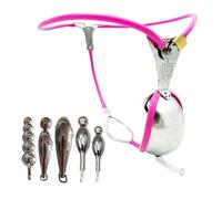 LDOZ Cinturón de castidad para hombres, pantalones de castidad en forma de T de acero inoxidable con tapón anal y jaula para el pene, juguetes sexuales con dispositivo de castidad(Black with poo hole