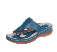 LDOZ Sandalias romanas de verano para mujer, cómodas, planas, con clip y puntera, ideales para ir de compras o citas.(Light Blue,7)