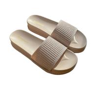 LDOZ Women Fashion Thick Soled Slippers Comfortable Soft Beach Slippers for Street Shopping Dating(Beige)