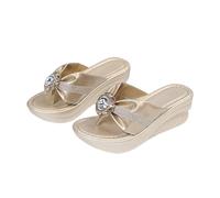 LDOZ Women s Open Toe Roman Women's Wedges Wedge Slides for Slippers for Street Shopping Dating(Gold,7.5)