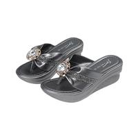 LDOZ Women s Open Toe Roman Women's Wedges Wedge Slides for Slippers for Street Shopping Dating(Silver,8.5)
