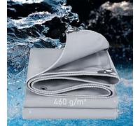 LDQBF Lona Grande Impermeable,3.5x16.5m 460g/m² PVC Lona Lona Impermeable con Ojales,Lona de para Troncos de Madera,Gris