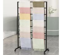 LDTTYRC Estante Organizador de Ropa, Percha para Bufandas, Percha Independiente para Pantalones, Estante de Tubo de Metal con Ruedas, Expositor Comercial Nakajima para Venta minorista, EST