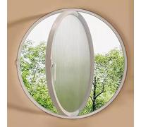 LDTTYRC Ventana Redonda empotrada para cobertizo, Ventana de Ojo de Buey giratoria de 360° con manijas, Ventanas de Vidrio Templado ventiladas y giratorias para baño y Cocina, Blanco, 1,35 cm/13,7 p