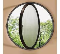 LDTTYRC Ventana Redonda empotrada para cobertizo, Ventana de Ojo de Buey giratoria de 360° con manijas, Ventanas de Vidrio Templado ventiladas giratorias para baño y Cocina, Color Negro, 1,35 cm/13,